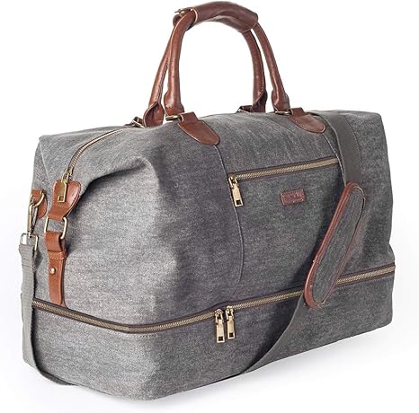 Realer Canvas Weekender Bag with Shoe Compartment